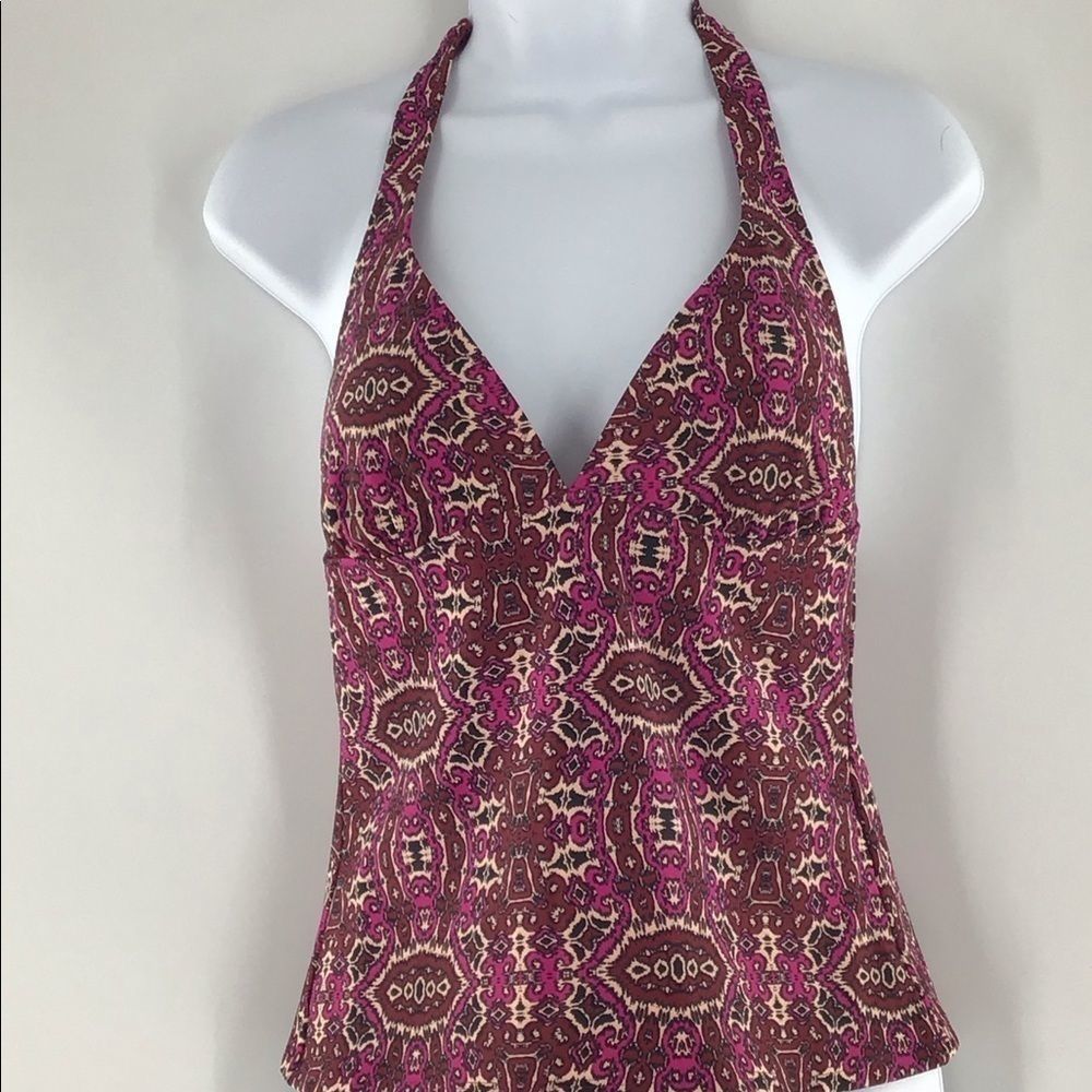Joe Fresh Halter Bathing Suit Top Pink Maroon LNC